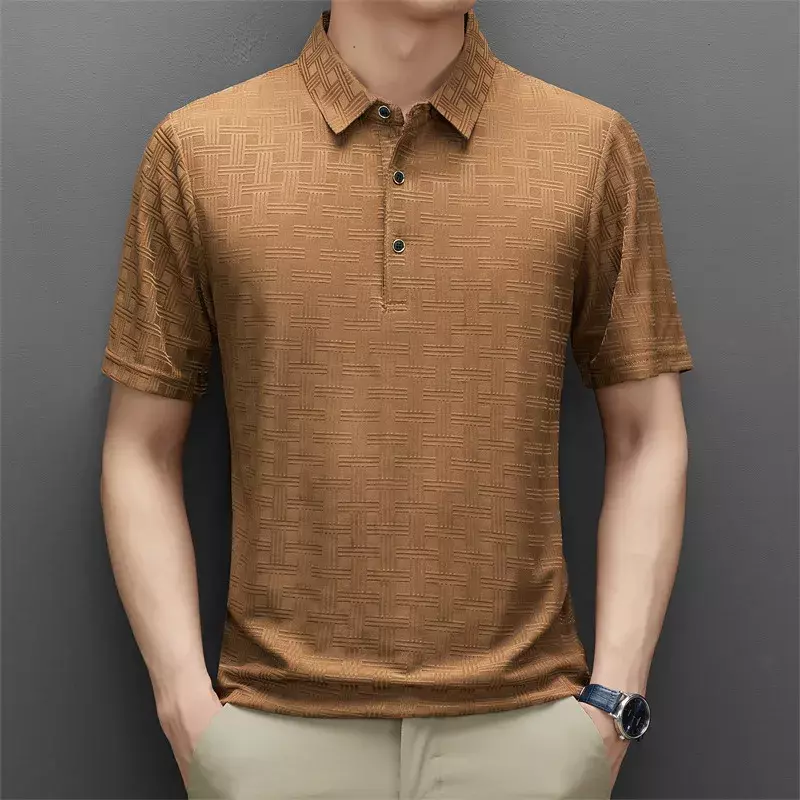 Men's Summer Polo Neck Fashion Casual Short Sleeved T-shirt Personalized Breathable Short Sleeved Top