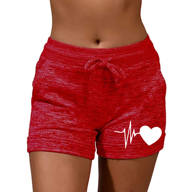 Damenmode weiche lässige Shorts Taschen Kordel zug Sport dehnbare kurze elastische Taille süßer Druck Yoga Running Plus Size Hose