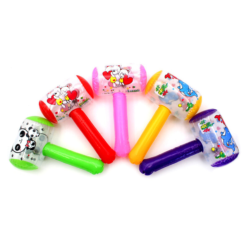 Zufällige Farbe Kleinkinder aufblasbaren Hammer mit Glocke Interaktion Spiel Cartoon Muster sicheres Spielzeug präsentiert Zubehör Party Spielzeug