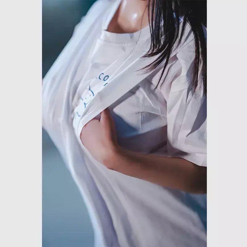 Kaus seks luar ruangan seksi Wanita kaus lubang terbuka kostum terbuka dada kaus menarik tank putih Pasangan Erotis