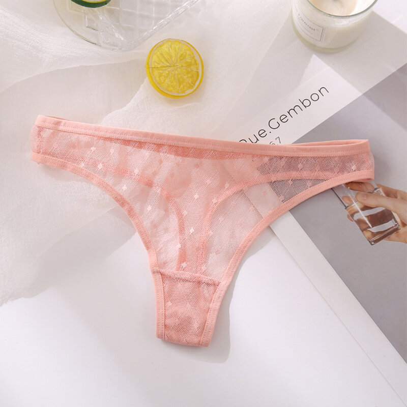 Womens Sexy Transparent Sheer Thongs Low Waist Mesh Breathable Erotic Open Crotch Panties Cute Comfortable Simple Thin G-String