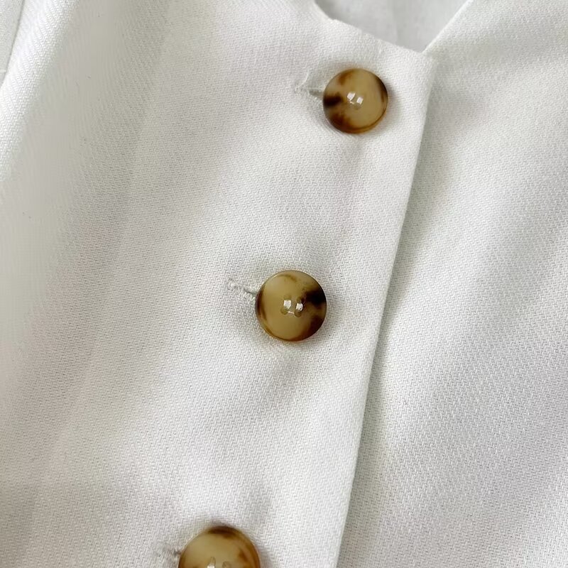 여성 레트로 브이넥 민소매 세트 조끼, 세련된 상의, 캐주얼 조커, 절묘한 버튼, 2024 신상 패션