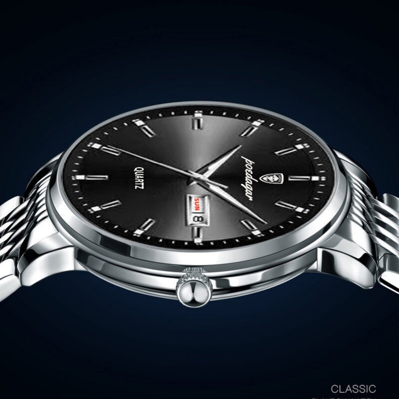 Relógios Quartz com Calendário para Homens, Relógio de Aço Inoxidável, Top Brand, Moda, Alta Qualidade, 832