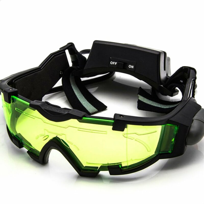 Gafas de cristal de visión nocturna LED ajustables para motocicleta, gafas de caza de carreras con luz abatible a prueba de viento