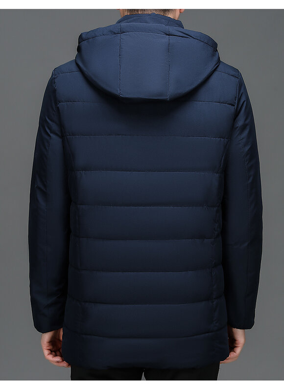 Jaket 2024 pria, mantel katun tebal musim dingin dengan kerudung kerah berdiri, hangat tahan angin
