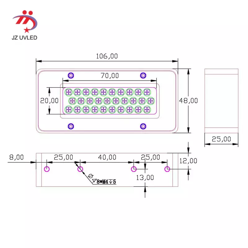 โคมไฟบ่มหมึก UV สำหรับ Epson หัวพิมพ์2แถว Dx5หัวแบนเครื่องพิมพ์เจลเคลือบเงาหลอดไฟอัลตราไวโอเลต395nm LED 70*20มม.