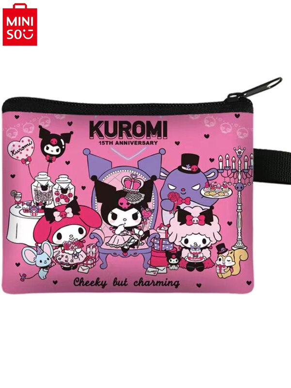 กระเป๋าสตางค์พกพาได้นักเรียนลายการ์ตูน Kuromi ขนาดเล็กและน่ารักสำหรับเด็กมินิโซะ