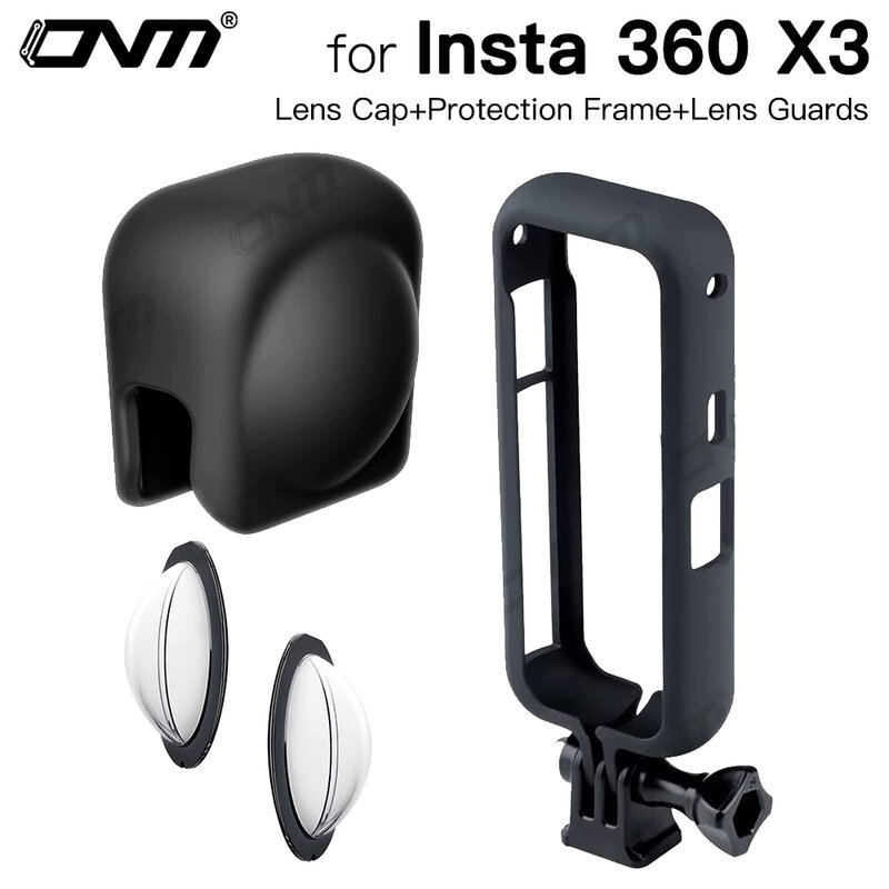 Insta360 X3 Lens Cap Protector + Protection Frame + Lens Guards for Insta 360 X3 Camera Protector Set Anti-scratch Accessories
