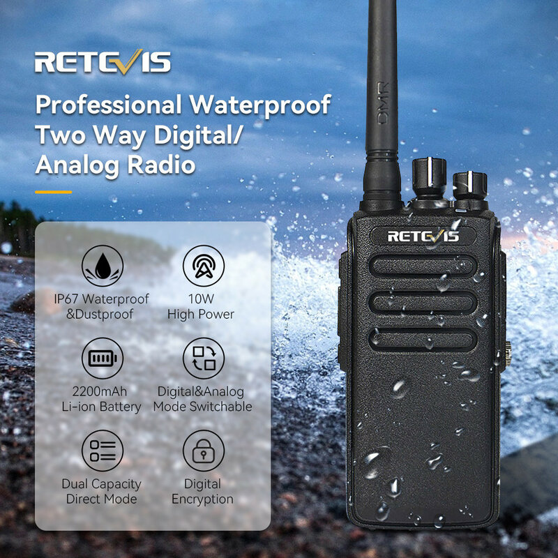 Retevis DMR 디지털 무전기 한국 RT81 10W 방수무전기 디지털무전기 워키토키 통신장비 장거리무전기 UHF