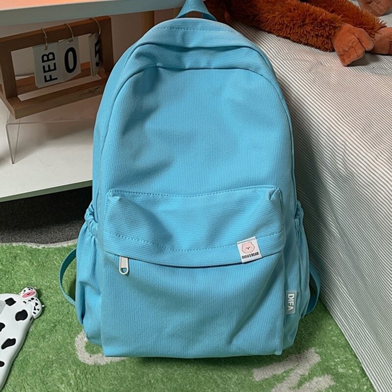Bookbag น่ารัก Multi-Pocket Daypack กระเป๋าเป้สะพายหลังผ้าใบสำหรับนักเรียนวัยรุ่นชาย