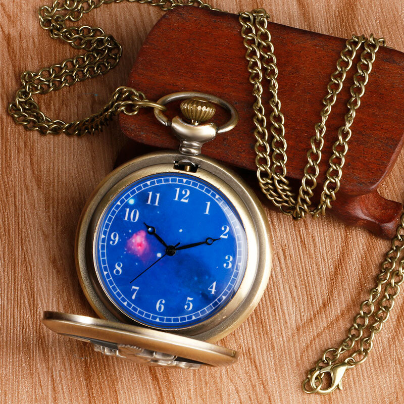 Vintage Bronze Hollow Design Little Prince Necklace Pendant Pocket Watch Gift Clock For Mlae Kids Relogio Saati