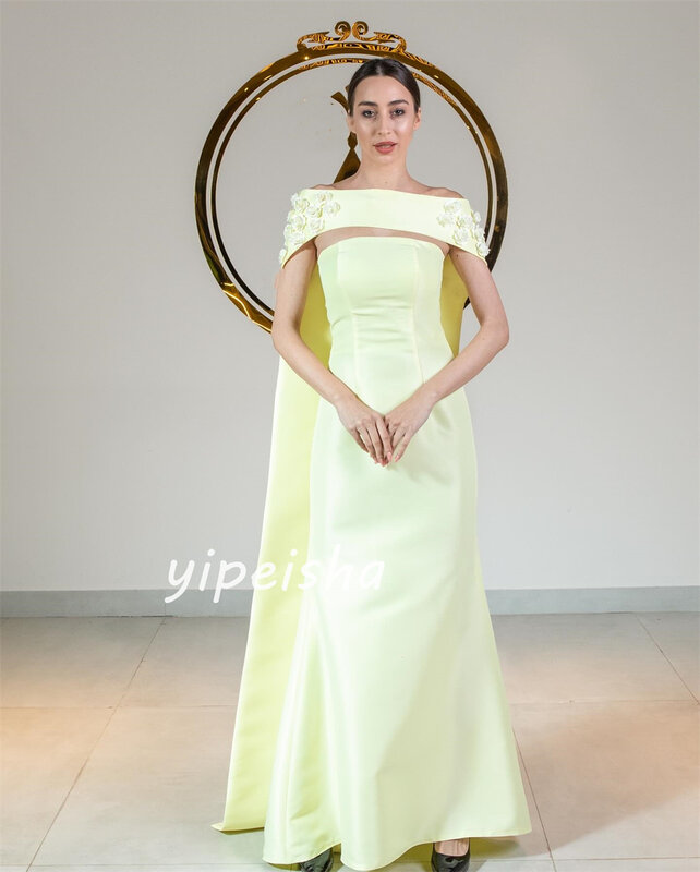 Satin Flower Cocktail Party Mermaid Off-the-shoulder Bespoke Occasion Gown Long Dresses