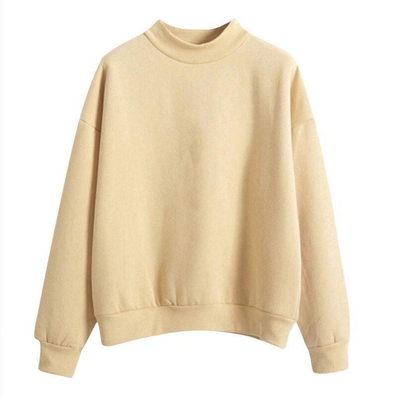 Damen-Sweatshirt mit Stehkragen, tief angesetzter Schulter, langärmelig, lässig, lockeres Pullover-Oberteil