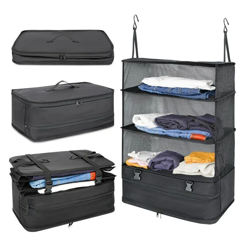 1 Set koper rumah tangga Travel Organizer barang penting perjalanan menggantung kemasan kubus gantung rak gantung kompartemen penyimpanan cucian