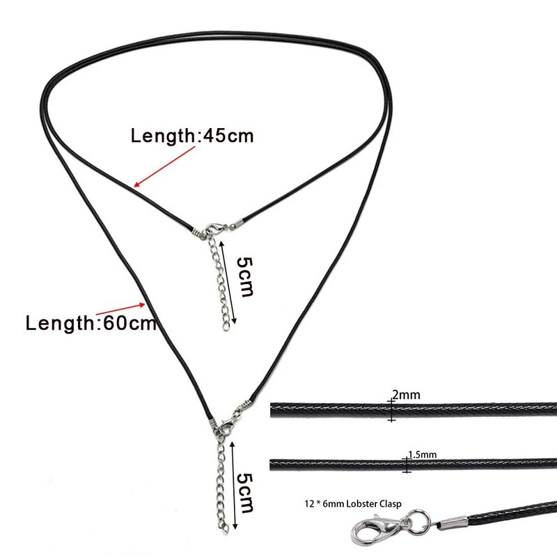 レザーコードネックレスクラスプ、調整可能な編組ロープのために、diyブレスレット用品、径1.5 2ミリメートル、10個あたりロット