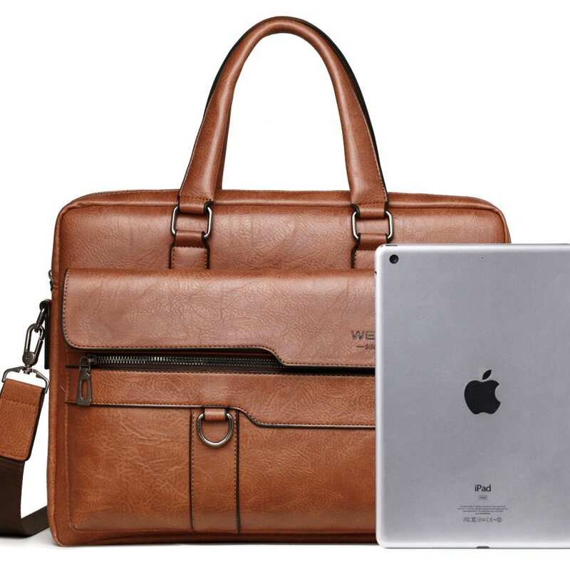 Bolso de mano de negocios para hombres, bolsos de viaje de marca de moda, bolsos de cuero PU, maletín Retro, bolsos cruzados para computadora