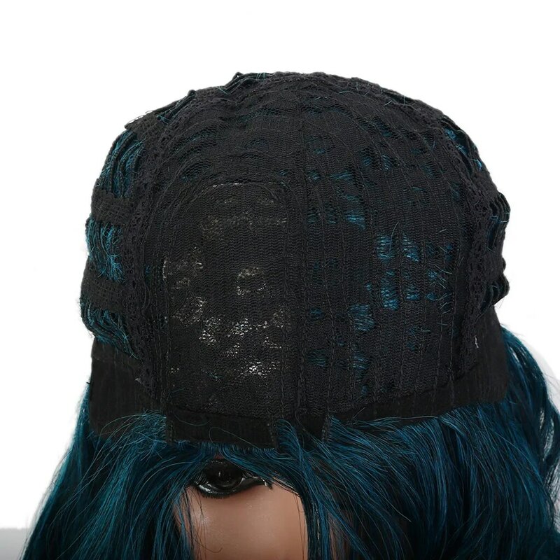 Парик для косплея для женщин, вьющиеся, с короткой синей боковой частью из высокотемпературного Шелкового волокна, синтетические, повседневные натуральные вьющиеся волосы