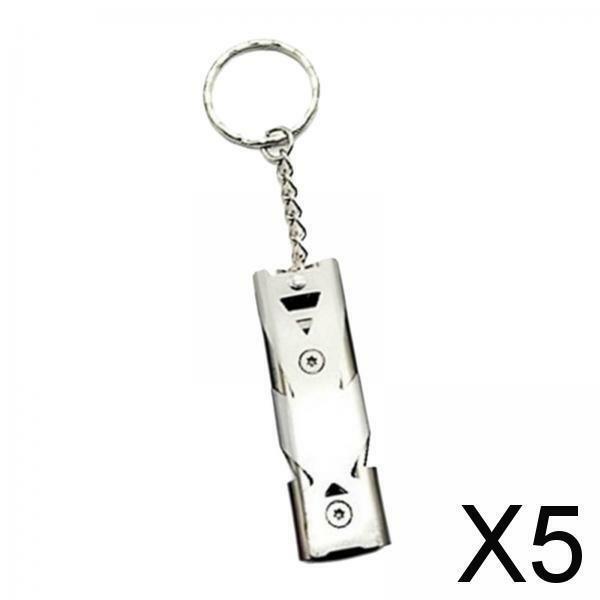 5xDouble Pipe Whistle Lifesaving Emergency Outdoor Survival silver
