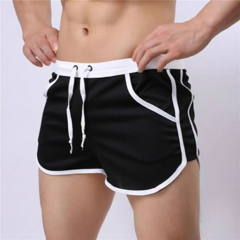 Kąpielówki bokserki spodenki seksowne męskie wypukłe majtki plażowe krótkie spodnie deska serfingowa gimnastyczne oddychające siatkowe majtki