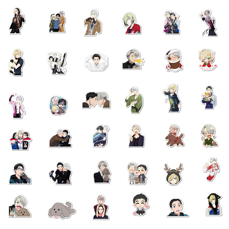 Yuri-Ensemble de 50 pièces Autocollants de dessin animé sur glace, Yuri, Katsuki, Victor, Intérieur iforov, Anime, DIY, Aptop, bagages, téléphone, voiture