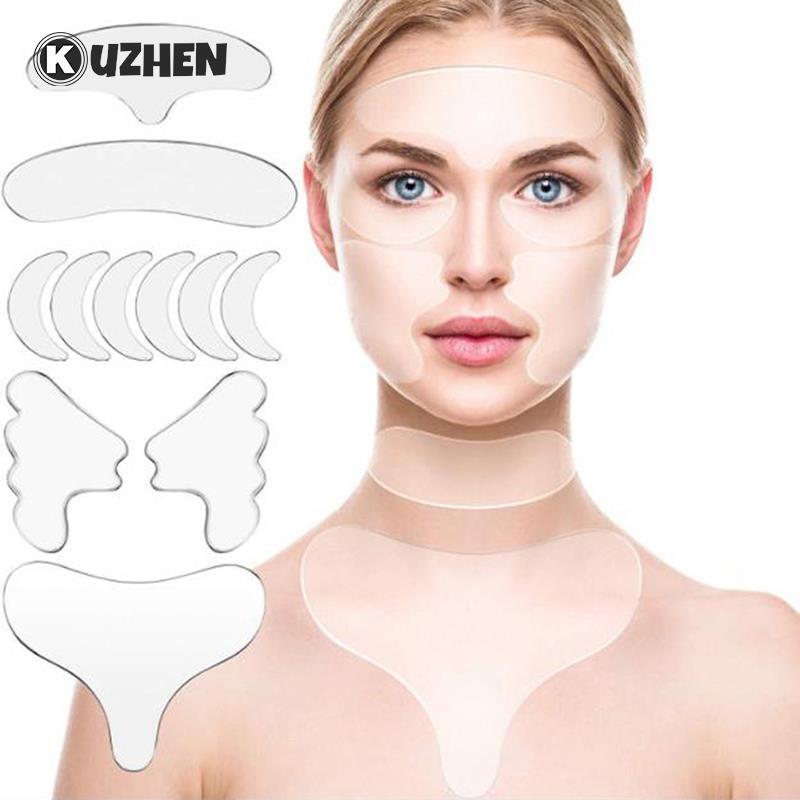 1/5/16 Pcs Gesicht Brust Hals Anti Falten Linien Hebe Anziehen Silikon Pad Reusable Hautpflege