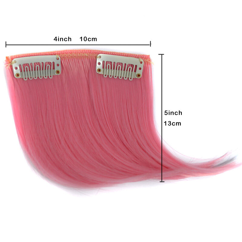 Zolin-flequillo degradado para mujer y niña, extensión de cabello con Clip, postizo corto, costura colorida roja y rosa