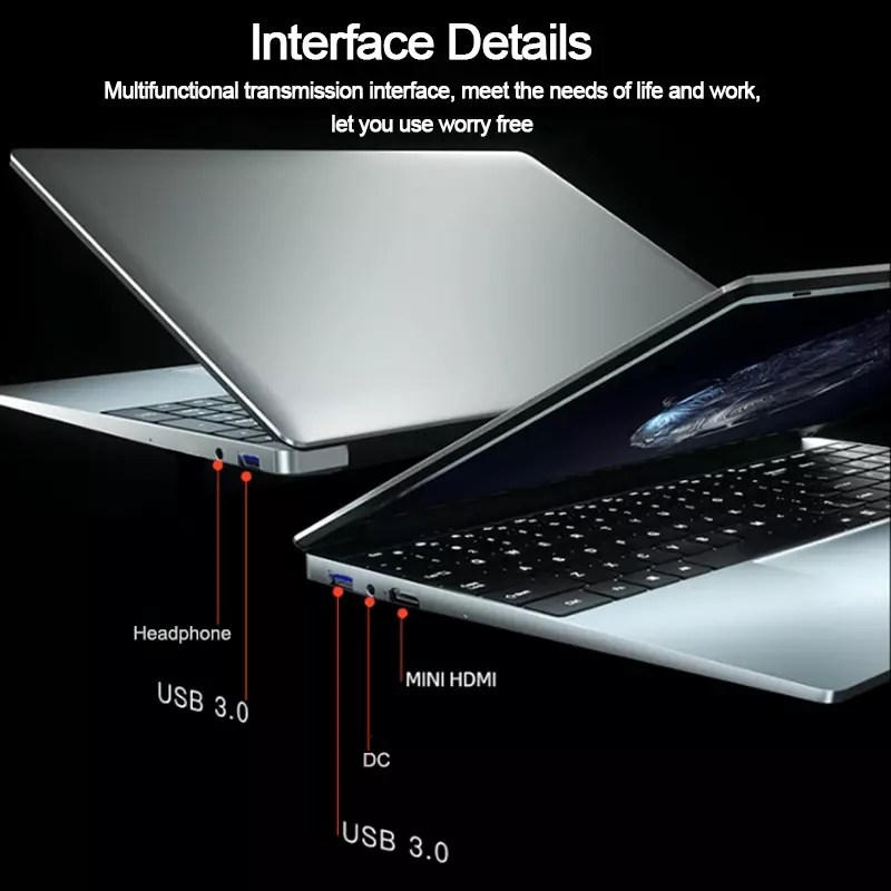 Portátil de Metal Ultrabook Gaming, Ryzen R3 3200U, Windows 10 Pro, 5G, WiFi, Bluetooth, Suporte 32GB, 2TB, SSD