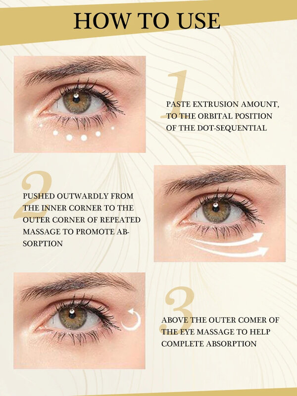 Anti rugas Eye Cream, remove sacos de olho, linhas finas, círculos escuros, hidrata o cuidado do olho, firmando