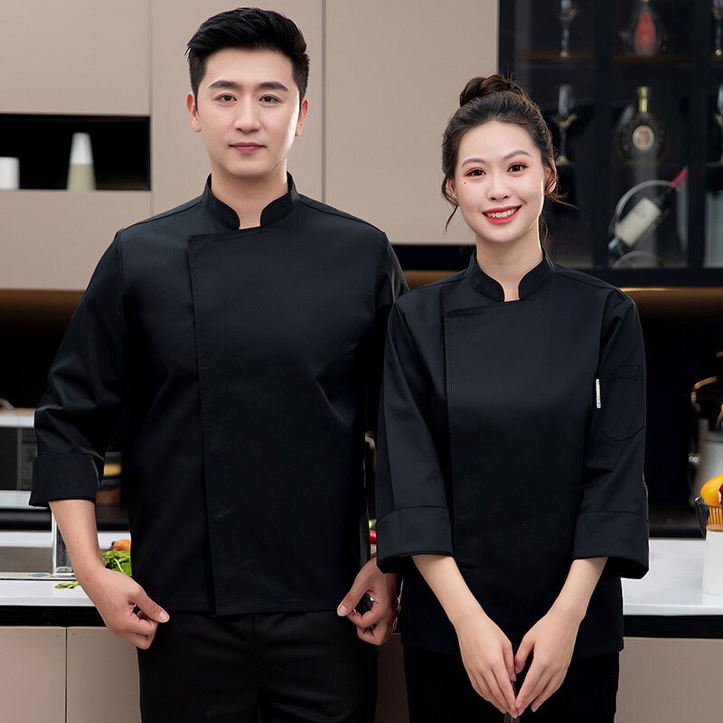 High-End Chef Uniform Long-Sleeved Kitchen Dining Waiter Autumn and Winter Clothing Hotel Kitchen and Canteen Restaurant Rice Me