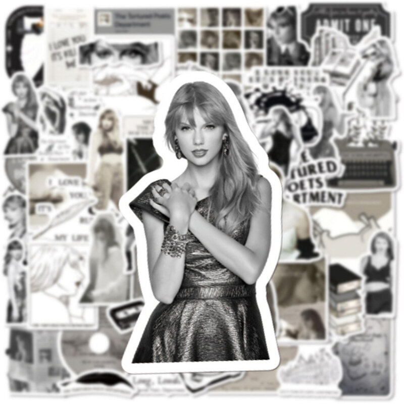 Stiker lagu penyanyi Taylor Swift, 10/30/50 buah stiker Album musik rakyat Bur, Stiker hiasan untuk ponsel Notebook gitar