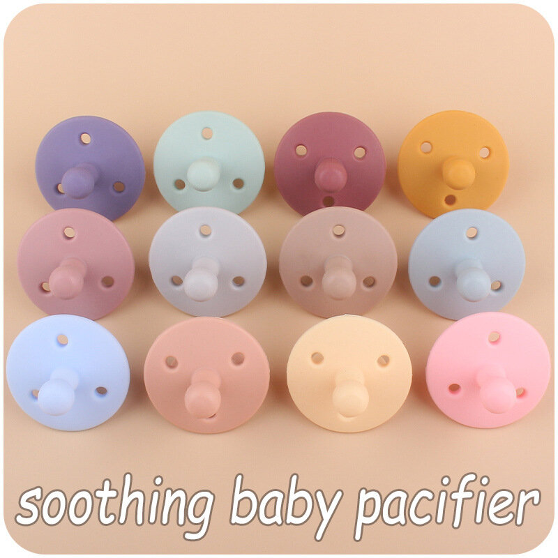 1Pc Colorful Baby Round Silicone Pacifiers Infant Natural Rubber Orthodontic Pacifier Newborn Baby Nipple Dummy Pacifier Soother