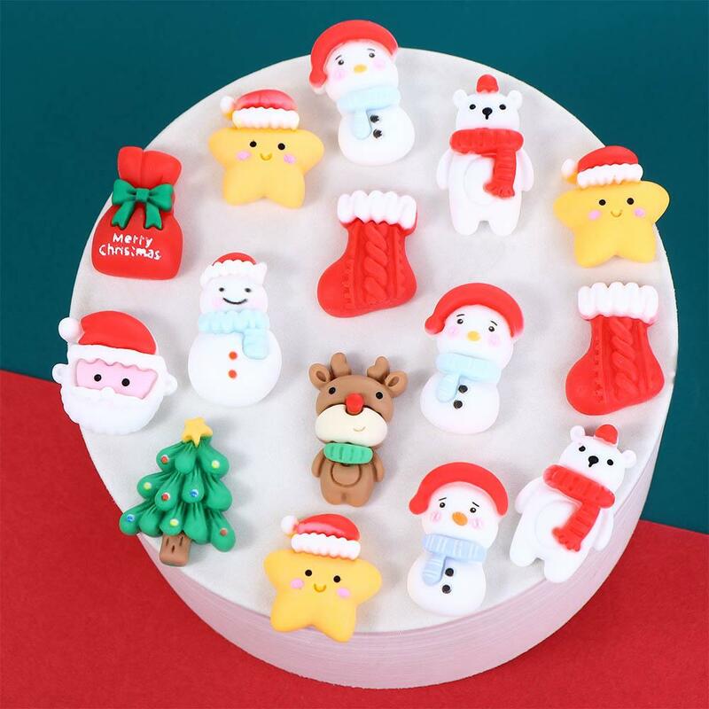 Figurines Pattern Santa Claus Cartoon Christmas Patches Home Embellishments New Year Ornament Art Material