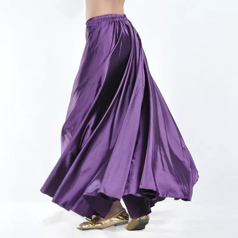 Shining Satin Women Belly Dancing Costume Swing Skirts Full Circle Satin Flamenco Skirts Plus Size Belly Dance Skirt 16 Colors