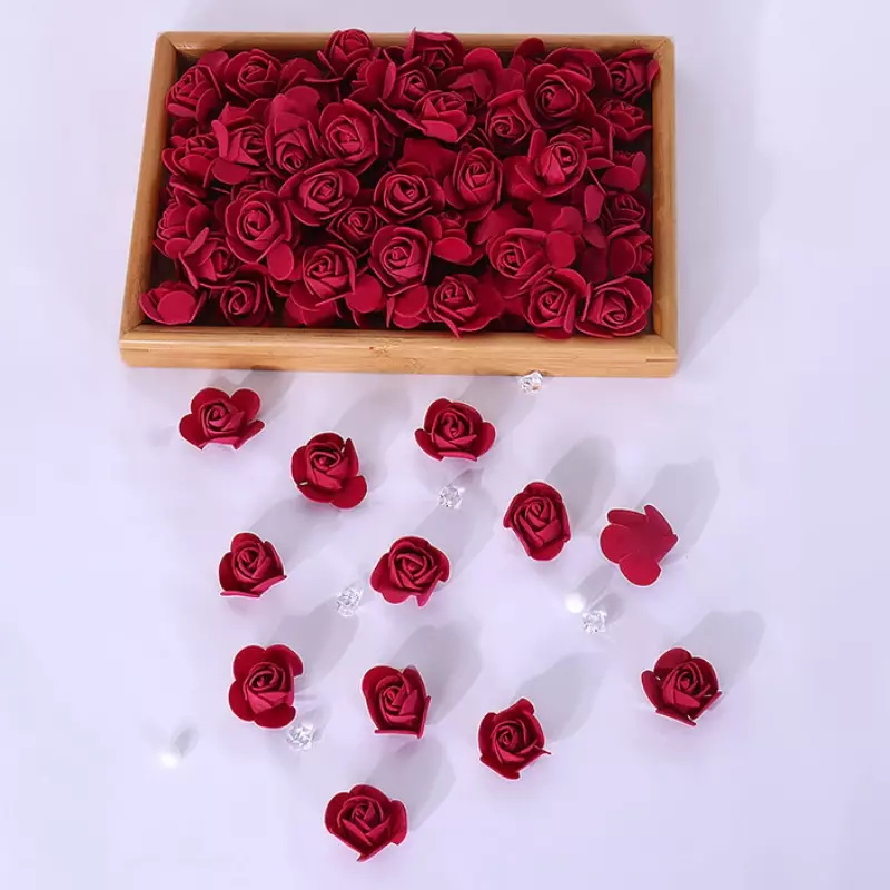 Cabezas de rosas artificiales de espuma de PE para manualidades, materiales de decoración de flores para el Día de San Valentín, caja de dulces de boda, 500 piezas, 3,5 CM