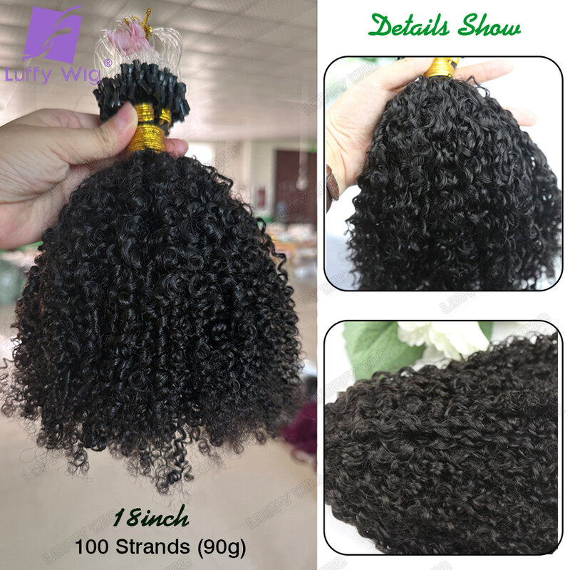 Afro Kinky Curly Micro Loop Extensions Double Drawn Micro Ring Loop Hair Extensions Human Hair Microlink Hair Extensions 3C