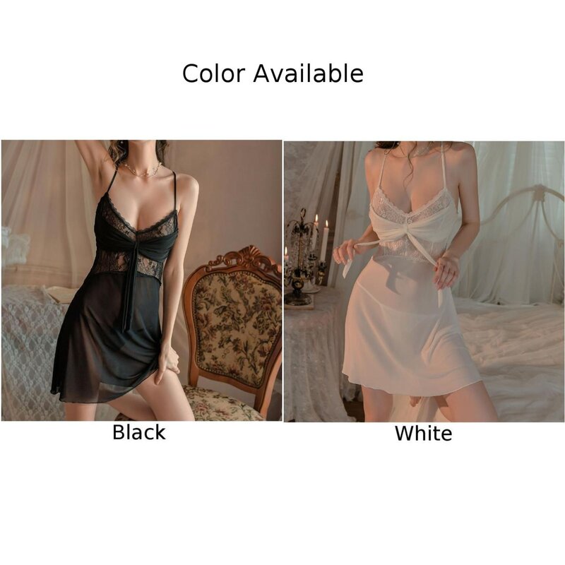 Sexy Lingerine Set Outfit Women Lace Transparent Sleepdress See Through Nightgown Ladies Sexy Babydolls Erotic Suits Nightwear