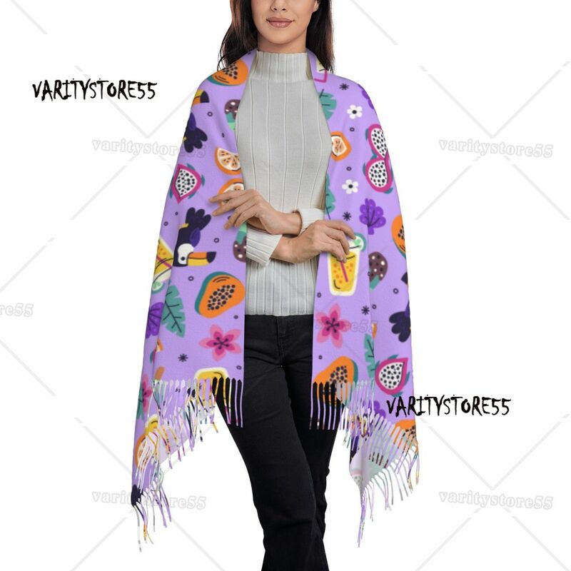 ชุดผ้าพันคอทรงอินฟินิตี้สำหรับผู้หญิง, สีล้วนสำหรับฤดูหนาวและนกแก้วน้ำผลไม้
