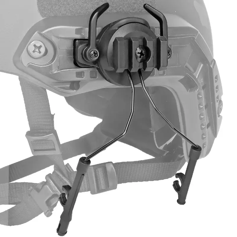Conjunto de adaptador de auriculares táctico para Paintball, montaje rápido de riel, soporte de auriculares Airsoft, soporte de suspensión de riel de rotación 360