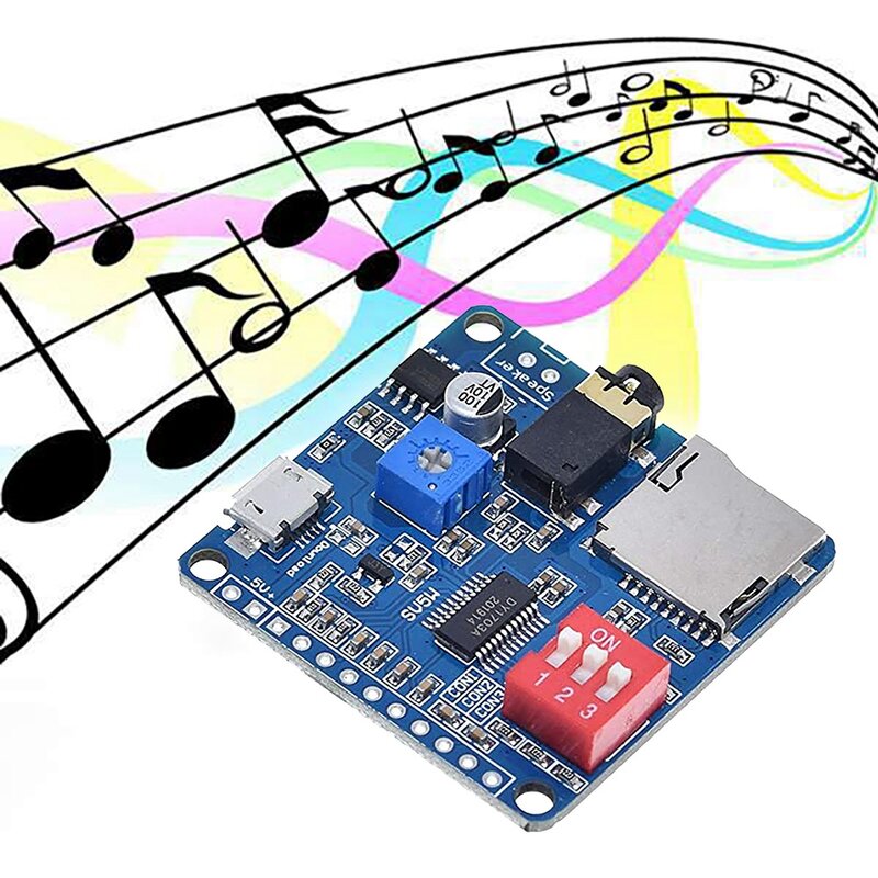 Módulo de reproducción de voz DY-SV5W para reproductor de música MP3, amplificador de reproducción de voz de 5W, tarjeta SD/TF integrada, disparador de E/S UART
