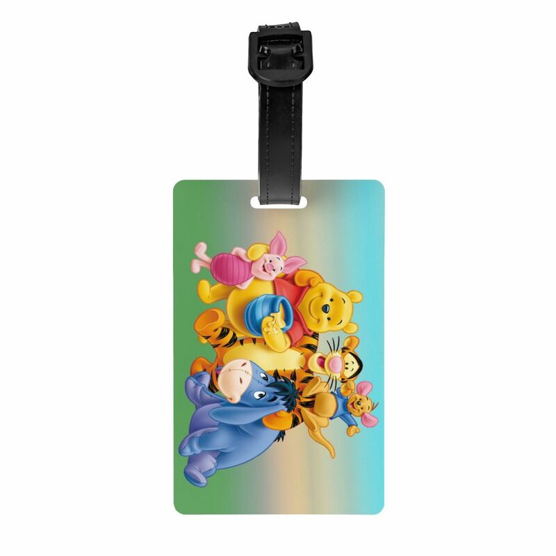 Custom Cartoon Bear Winnie The Pooh Luggage Tags for Suitcases Fashion Baggage Tags Privacy Cover Name ID Card