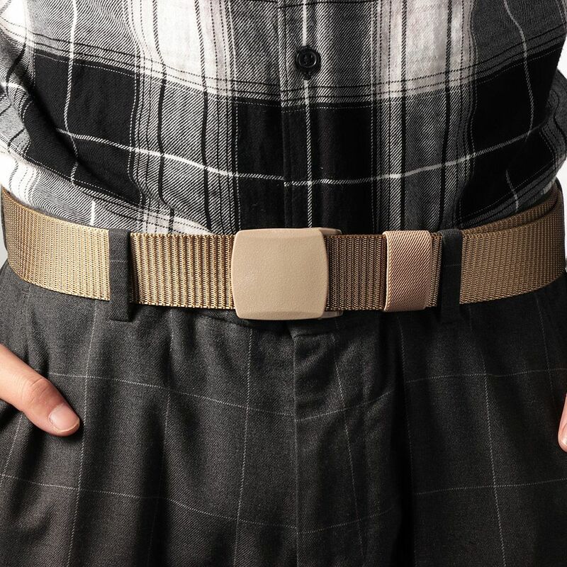 Metal-livre verificação de segurança clássico casual alongar cinto de teia militar tático para o homem gordo cinto de cintura de náilon