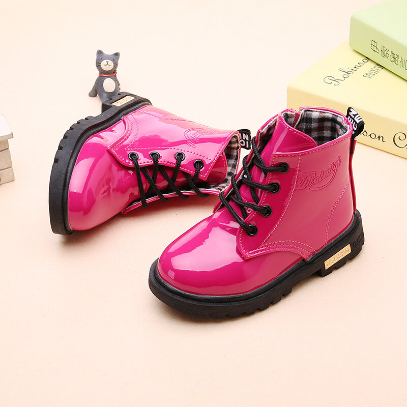 2021 New Winter Children Boots PU Leather Waterproof Shoes Kids Snow Boots Brand Girls Boys Rubber Boots Fashion Sneakers