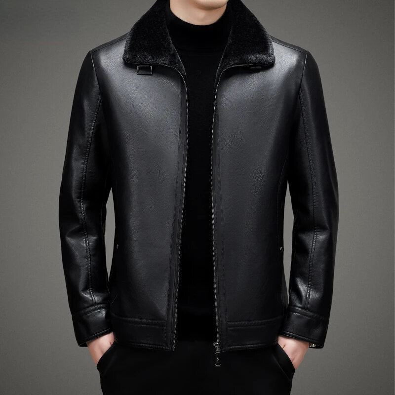 Fall Winter Genuine Leather Man Jackets Casual Warm Plush Coat Thickened Men Jacket Fashion Coats Clothes