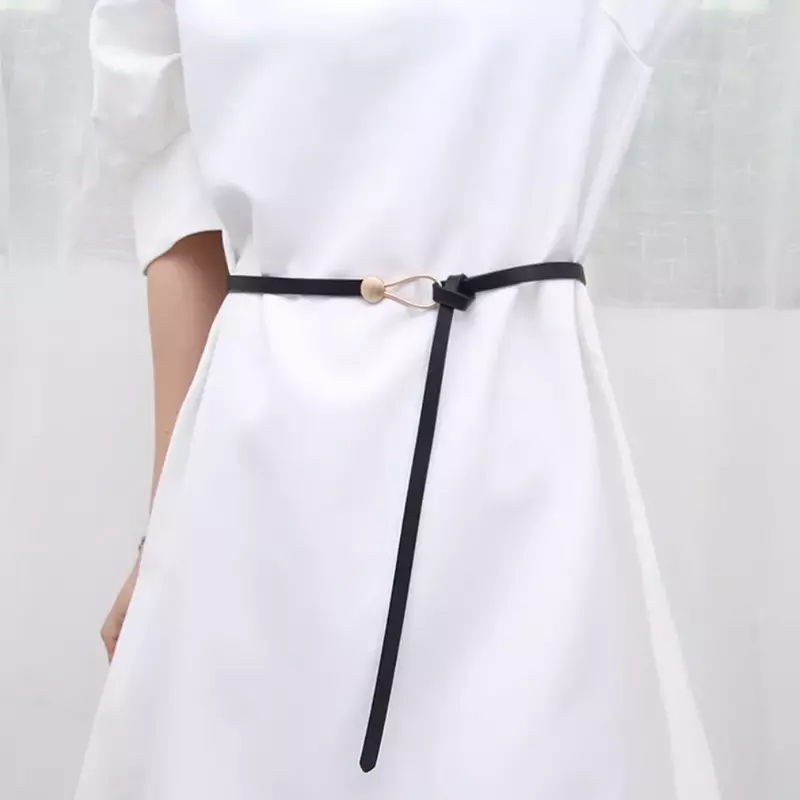 Dünne Gürtel für Kleid Pullover Mantel Frauen geknotete dekorative Gürtel Mode schwarz Kaffee Farbe Bund Pu Hüftgurt