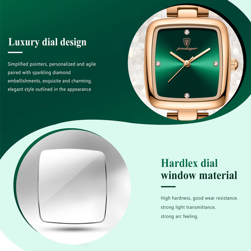 Poedagar Luxe Vierkant Horloge Voor Vrouw Waterdicht Roestvrij Staal Dames Quartz Horloge Jurk Elegante Vrouwen Horloges Mode Reloj