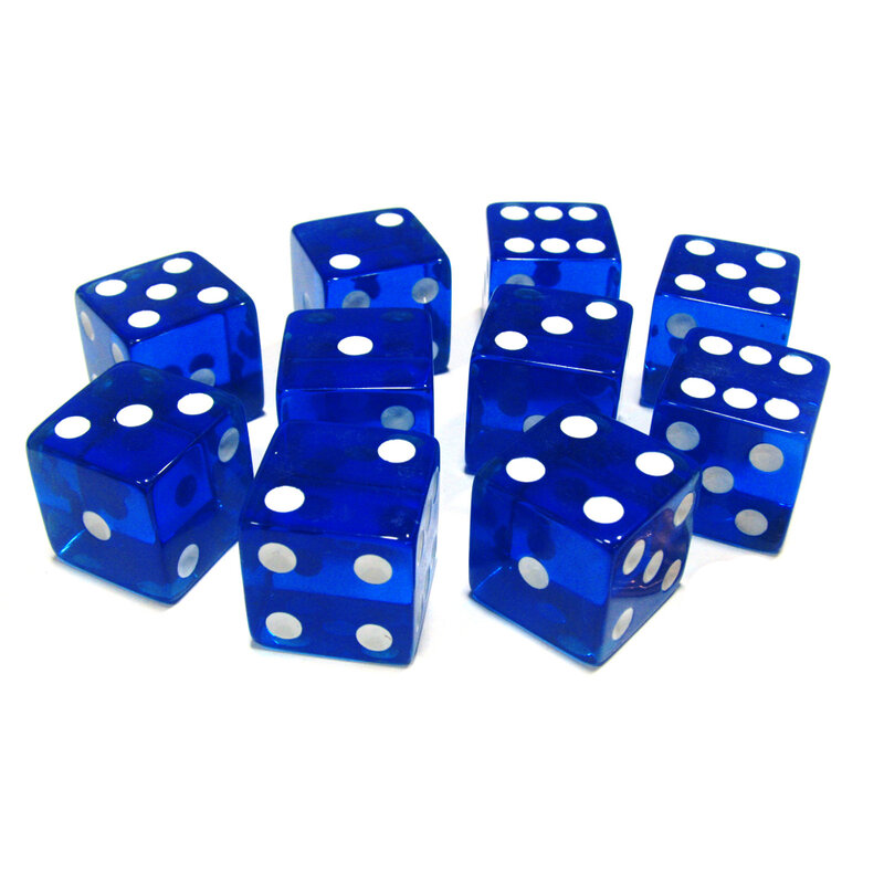 Dados acrílicos de colores transparentes para Bar de juegos, cubos Mahjong de alta calidad, esquinas cuadradas de puntos blancos de 19mm, 10 unids/lote por paquete