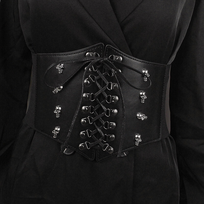 女性用バックル付きヴィンテージスタイルベルト,バックル付き伸縮性のあるワイドメタルアクセサリー,クラフトファッション装飾,1個