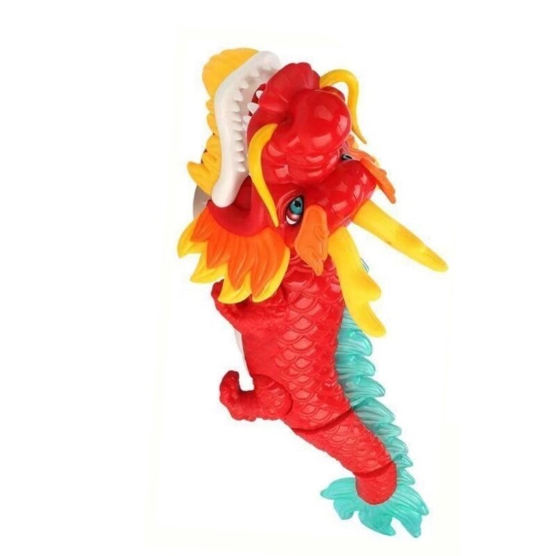 B2EB Giocattolo del drago dello zodiaco danzante a LED con musica che illumina drago dimenante elettrico con ruota universale