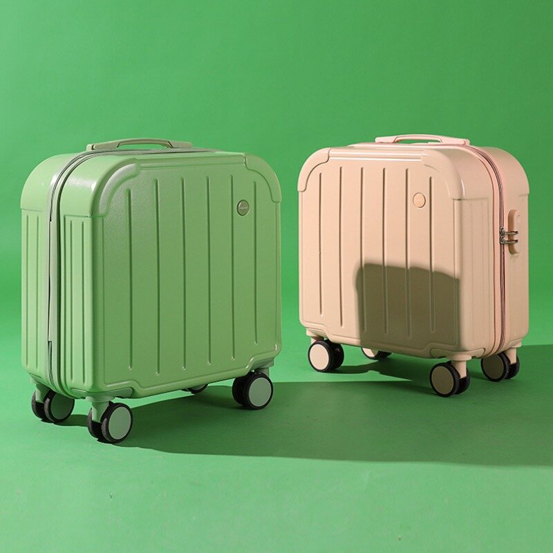 Caja de viaje ligera para niños y mujeres, maleta con ruedas universales pequeñas, 18 pulgadas