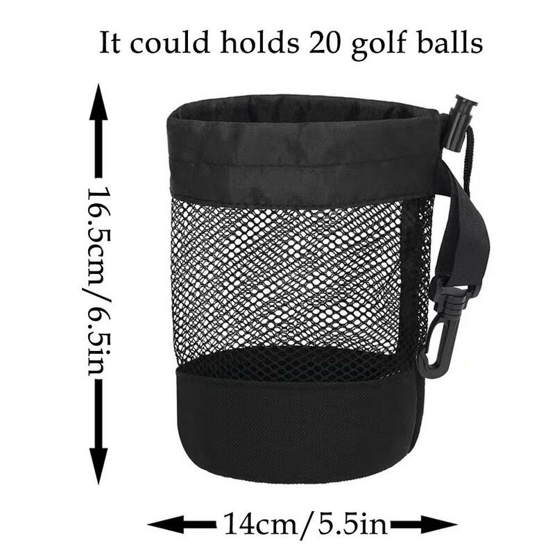 Especial Black Golf Ball Storage Bag, Recipiente De Bola De Golfe, Drawstring Nylon Mesh Bag, pode segurar a bola